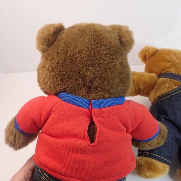 Vintage Lee Jeans Advertisement Brown Teddy Bears Plush 10” & 13" Lot of 2 - Picture 5 of 7